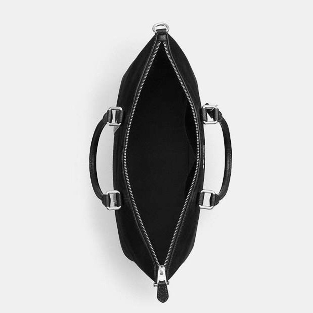 NWT COACH Caleb Work Bag Silver/Black Suede and refined pebble leather $598 - Picture 7 of 7